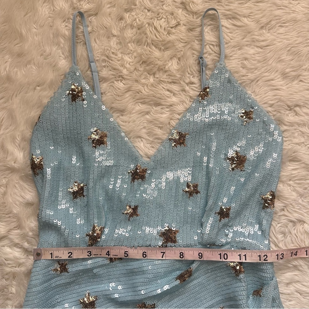 Superdown Dress Dina Mini Sequins Light Blue Star Embellished S NWT New - Picture 12 of 13